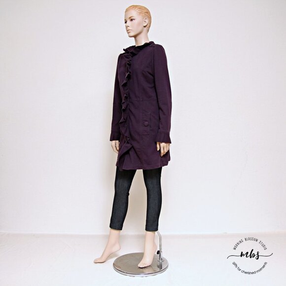 Kut From the Kloth Puff Sleeve Single Breasted Ruffle Trench Coat - Picture 3 of 12